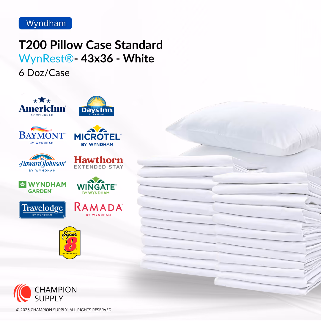 Wynrest T200 Pillowcase Standard 43x36 White, Case of 72